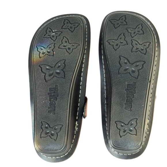 ALEGRIA Belle Women's Metallic Mary Jane Shoes Leather Adjustable Strap Size 37 - Picture 5 of 11